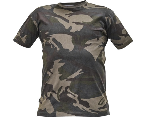 Tricou la baza gâtului Cerva Crambe tip camuflaj din bumbac, mărimea 2XL