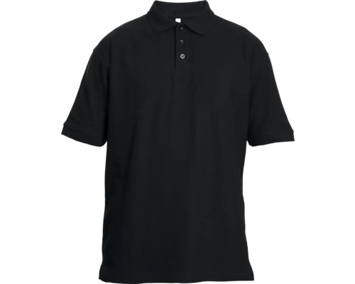 Tricou cu guler tip polo Cerva Banar din bumbac și poliester negru, mărimea XL Polo negru cu mâneci scurte și nasturi