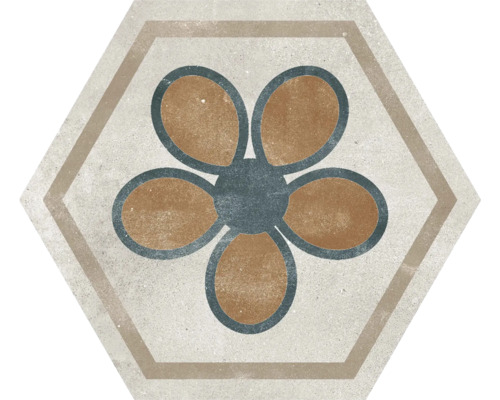 Placă hexagonală cu model floral