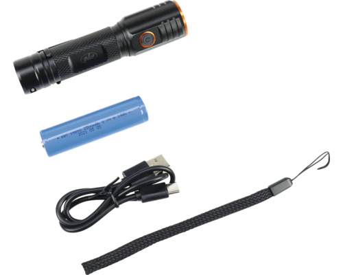 Lanternă cu baterie, cablu USB și curea de mână