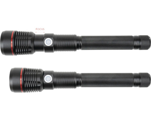 Două lanterne LED negre cu funcție de focalizare