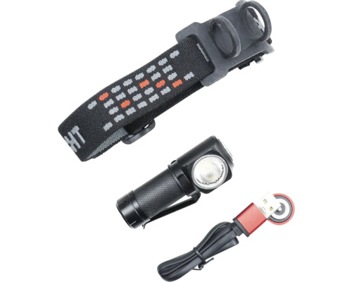 Lanternă frontală cu bandă de cap și cablu de încărcare USB