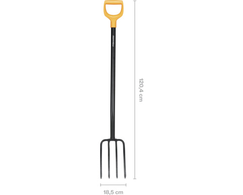 Furcă pentru compost Fiskars Solid, lățime de lucru 18,5cm, lungime 120,4cm Furcă de grădinărit Fiskars din oțel, lungime 120,4 cm
