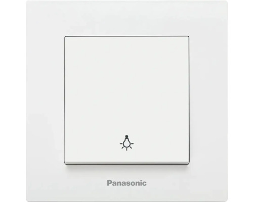 Buton cu revenire cap-scară Panasonic Karre Plus, simbol pentru iluminat, alb, incl. ramă