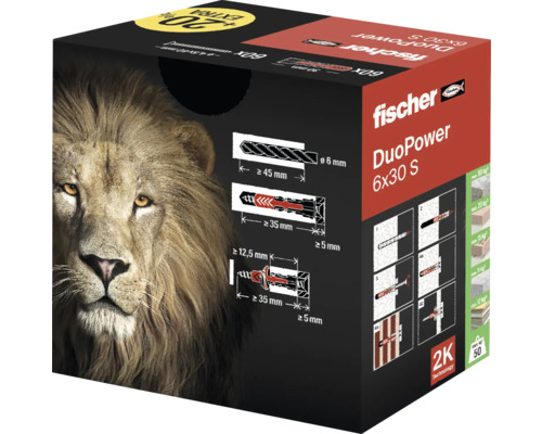 Dibluri Fischer DuoPower 6x30 S, 50 bucăți