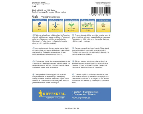 Semințe de salată verde de câmp Gala Kiepenkerl