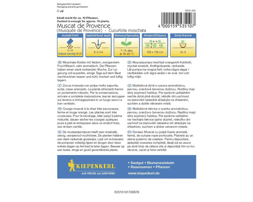 Pachet de semințe de dovleac Muscat de Provence