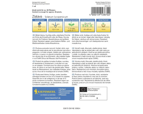 Pachet de semințe de tomate Zlatava Solanum lycopersicum