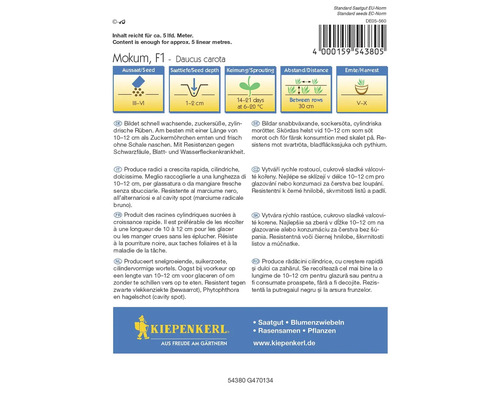 Pachet de semințe de morcovi Mokum F1