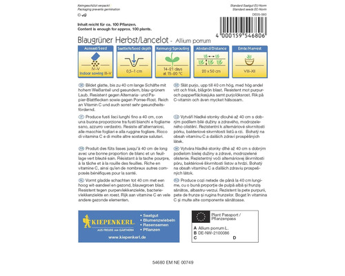 Pachet de semințe Toamnă albastru-verzuie sau Lancelot Allium porrum