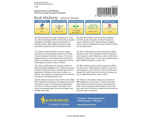 Pachet de semințe Mazăre dulce Amestec Regal