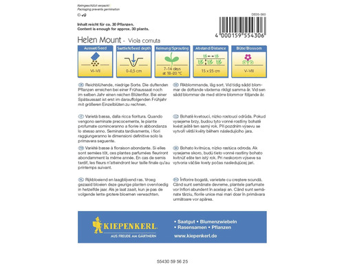 Pachet de semințe Helen Mount Viola cornuta