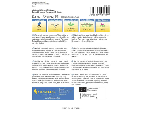Pachet de semințe de floarea-soarelui Sunrich Orange F1