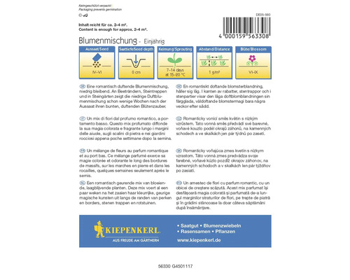 Amestec de semințe de flori pentru flori anuale, cu creștere joasă, parfumate