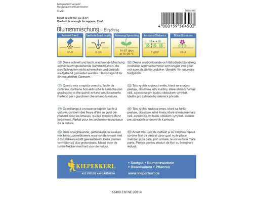 Amestec de semințe de flori anuale, potrivit pentru aproximativ doi metri pătrați