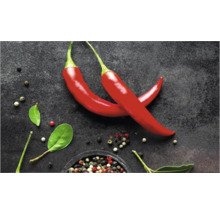 Doi ardei iuți roșii cu boabe de piper și frunze