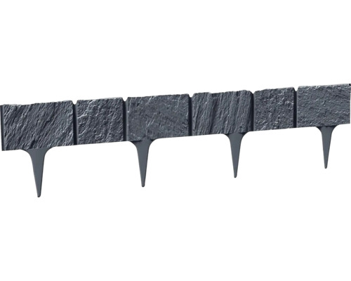 Palisadă Prosperplast plastic 18,6x390 cm antracit 5 buc. Bordură de gazon pentru grădină cu aspect de piatră și țepușe de pământ