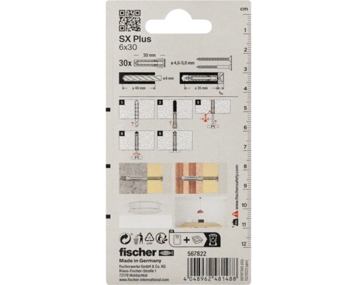 Aspectul pachetului de dibluri Fischer SX Plus 6x30