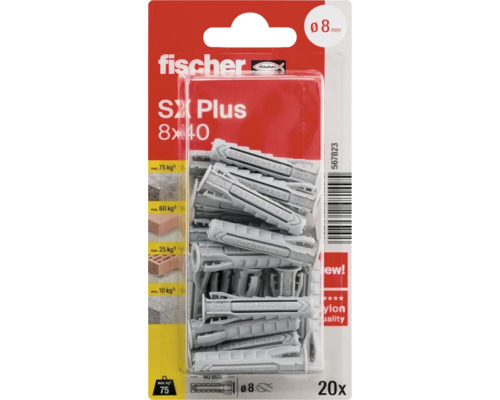 Dibluri Fischer SX Plus 8x40, set de 20 bucăți