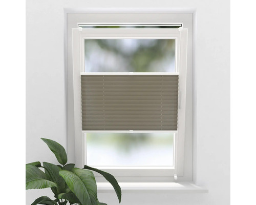 Jaluzea plisată (plisse) Soluna tensionată lateral taupe 40x130 cm Fereastră cu jaluzea plisată pentru protecție solară