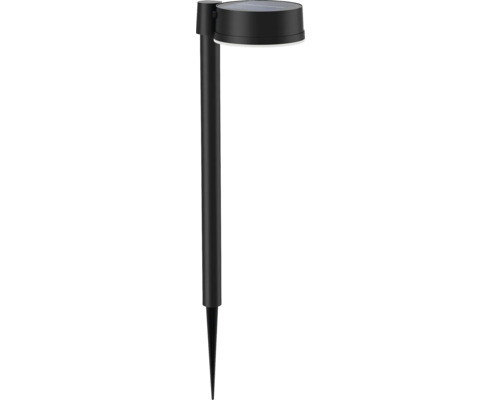 Stâlp solar cu LED Philips 200 lumeni 2700K 20,6cm, plastic negru, rotund Lampă solară pentru iluminat de grădină cu țăruș de pământ