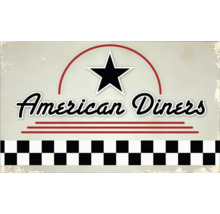 Ilustrație în stilul unui restaurant american cu stea și model de tablă de șah