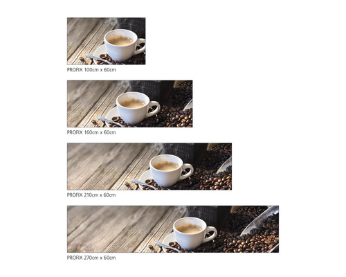 Panou de protecție pentru bucătărie Profix cu motiv cafea în diferite dimensiuni