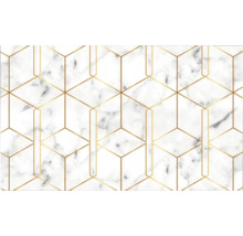 Tapet cu aspect de marmură și forme geometrice aurii