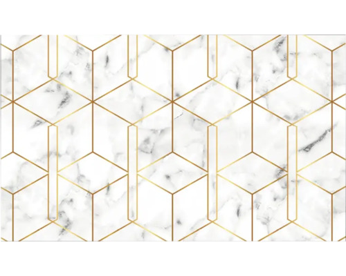 Tapet cu aspect de marmură și forme geometrice aurii