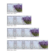 Folie decorativă pentru perete de bucătărie cu motiv de lavandă în diferite dimensiuni.