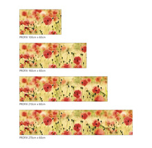 Prezentare generală a diferitelor dimensiuni ale foliei adezive Profix Câmp de maci 100 cm x 60 cm, 160 cm x 60 cm, 210 cm x 60 cm, 270 cm x 60 cm