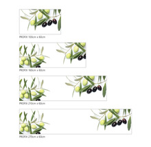 Diverse dimensiuni de protecții de perete pentru bucătărie cu motive de măsline marca Profix