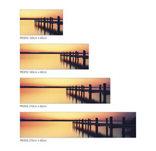 Patru decorațiuni de perete Profix cu un dig la apus în diferite dimensiuni.