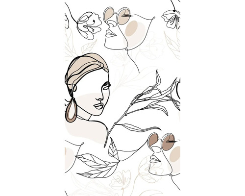 Fototapet vlies 81610 Kylie Portrete 159x270 cm Ilustrație cu fețe de femei și elemente florale