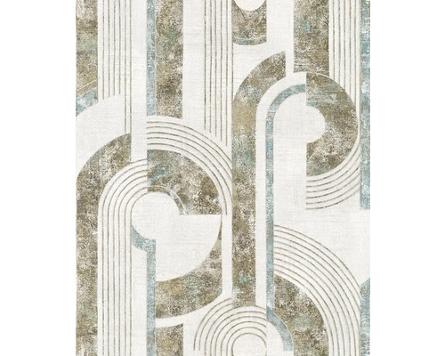 Tapet vlies Kylie model grafic bej/albastru 10,05x0,53 m Tapet cu model geometric abstract de linii și arce