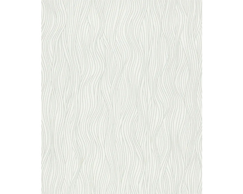 Tapet vlies Kylie dungi ondulate alb-gri 10,05x0,53 m Tapet cu model de linii ondulate