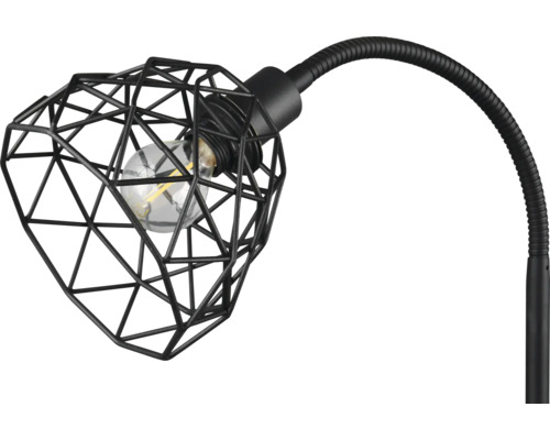 Lampă de birou cu abajur din sârmă metalică neagră