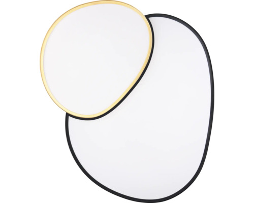 Două oglinzi de formă neregulată cu rame negre și aurii