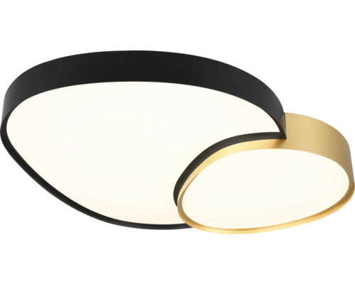 Lumină de plafon cu două suprafețe luminoase în negru și auriu