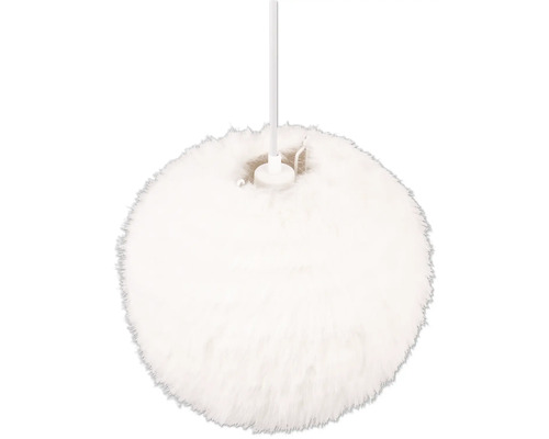 Lumină suspendată albă cu tapițerie din blană pentru interior