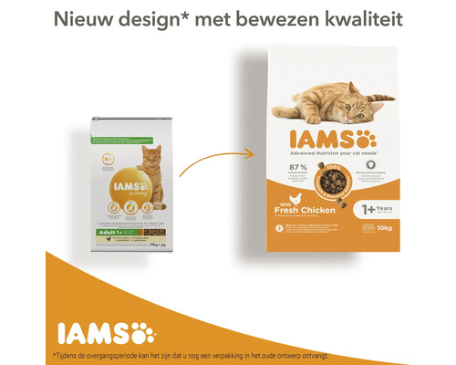 Iams hrană pentru pisici adulte cu pui, pachet de 10 kg