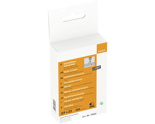 Șuruburi de construcție rapidă 3,9 x 22 milimetri, 250 bucăți, inclusiv bit