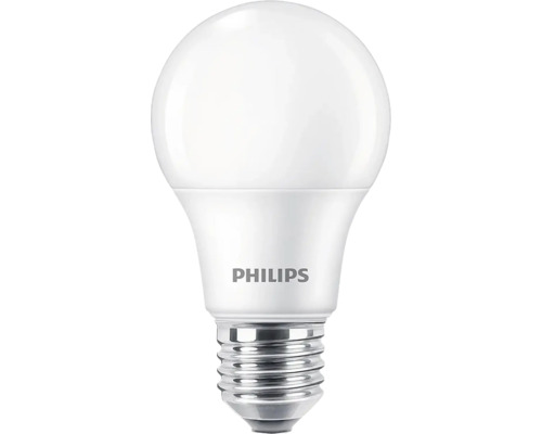 Set 2 becuri LED Philips E27 8W 806 lumeni, glob mat A60, lumină caldă