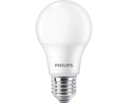 Set 2 becuri LED Philips E27 8W 806 lumeni, glob mat A60, lumină caldă Bec LED Philips