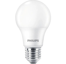 Set 2 becuri LED Philips E27 8W 806 lumeni, glob mat A60, lumină neutră