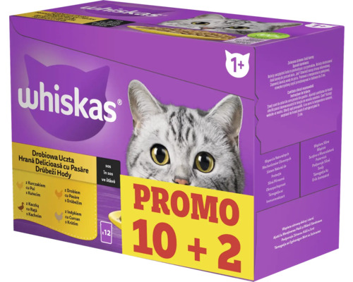 Hrană umedă pentru pisici Whiskas Adult Selecții pasăre în sos 10+2x85 g