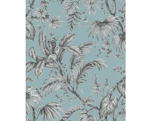 Tapet vlies Jackie model frunze turcoaz 10,05x0,53 m Tapet cu model de plante tropicale
