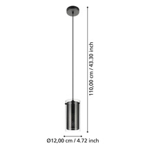 Lumină suspendată cu dimensiunile de 110,00 cm lungime și 12,00 cm diametru
