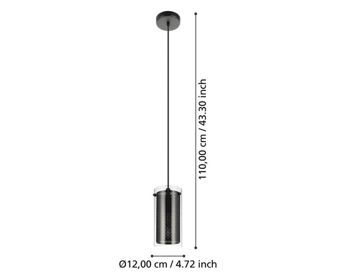 Lumină suspendată cu dimensiunile de 110,00 cm lungime și 12,00 cm diametru