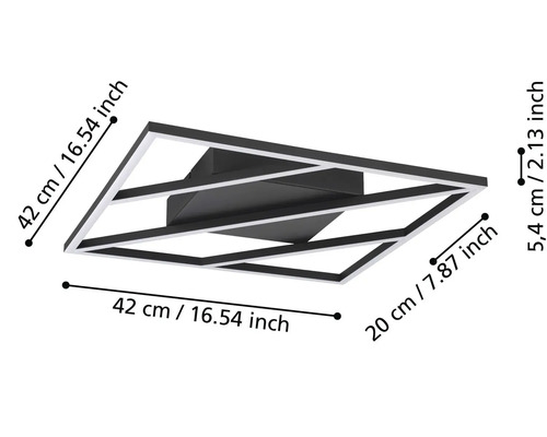 Dimensiunile unei lămpi de plafon cu LED negru